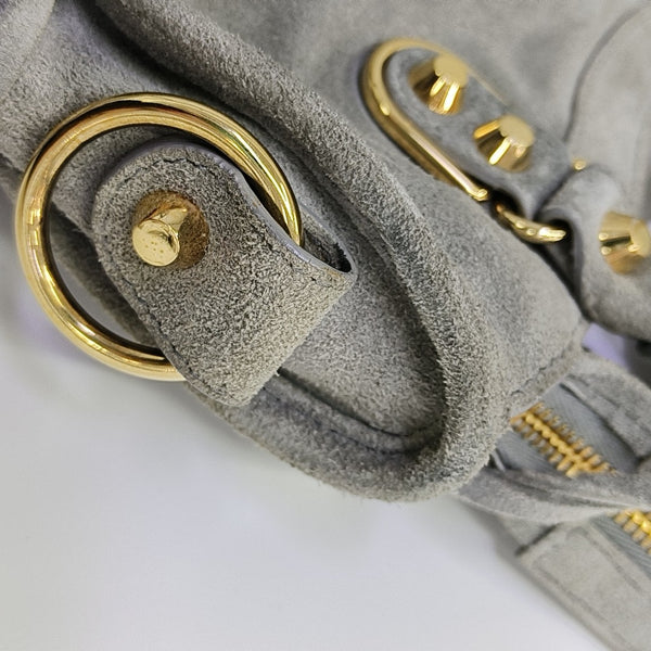 Classic Metallic Edge City Mini Suede Gray