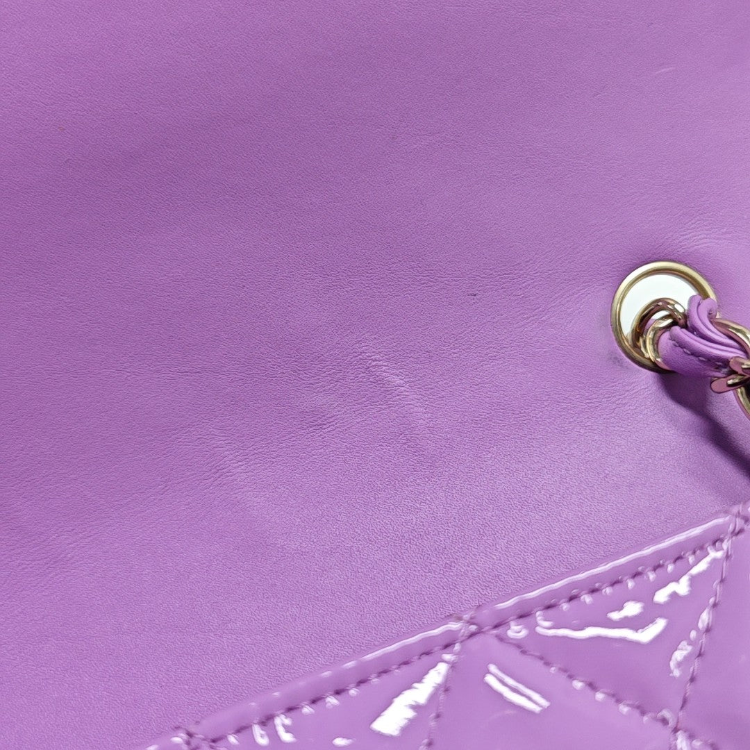 CLASSIC FLAP Mini Quilted Patent Leather Purple