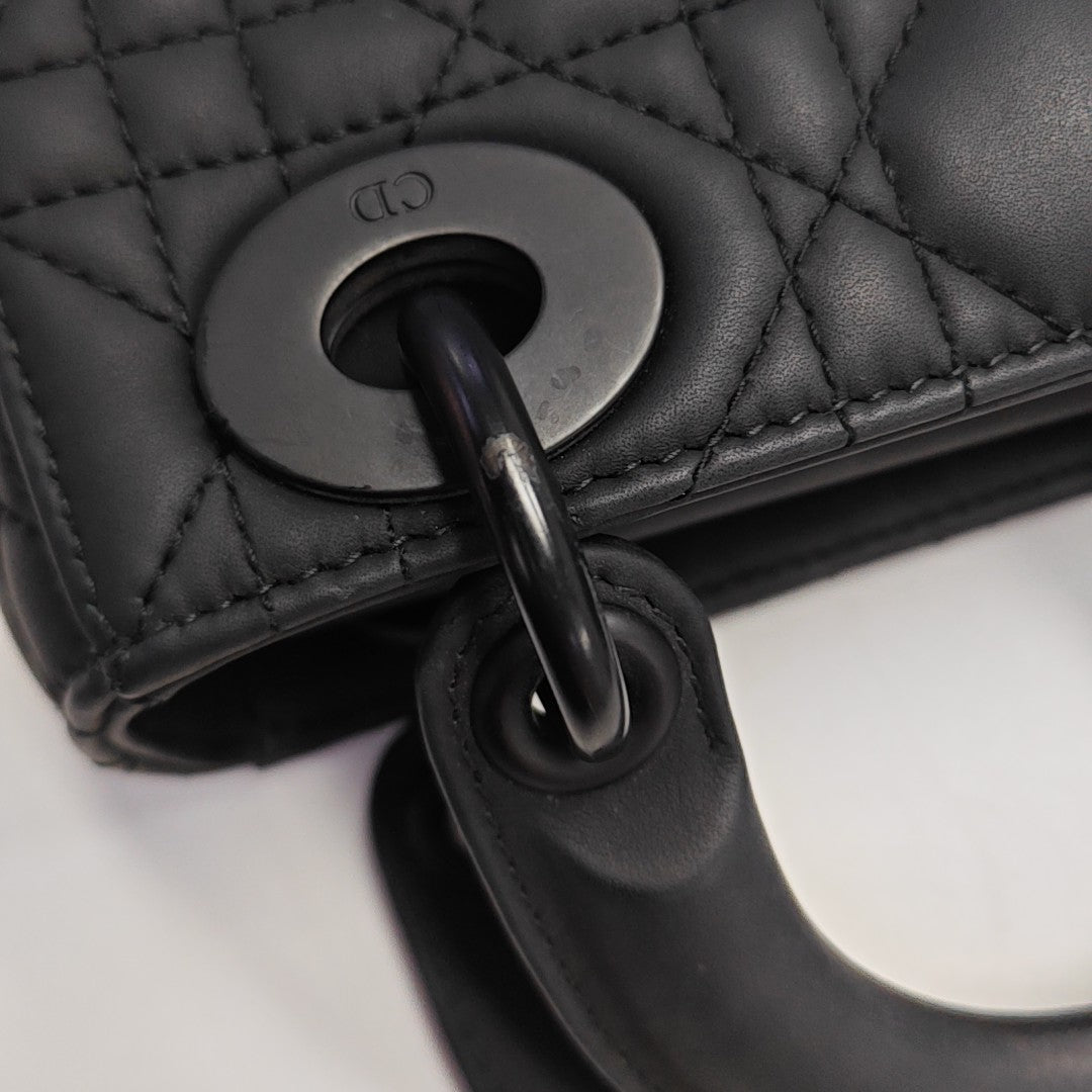 Lady Dior Mini Cannage Calfskin Black