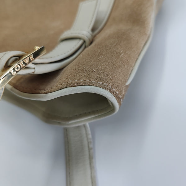 Suede Top Handle Bag Beige