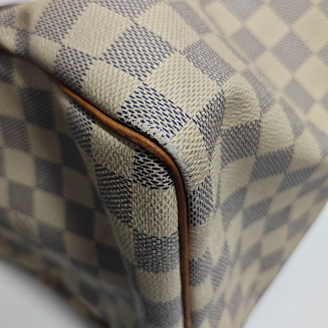 SPEEDY 30 Damier Azur Coated Canvas White