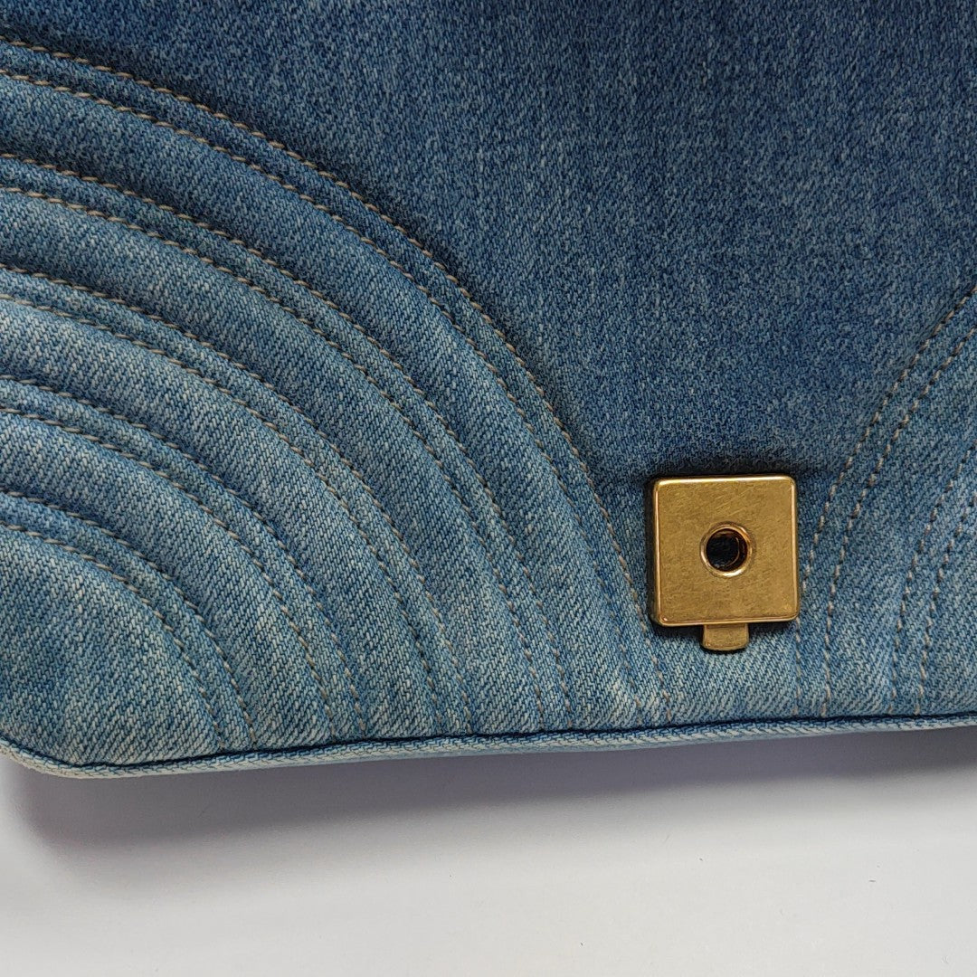 GG Marmont Medium Quilted Denim Blue