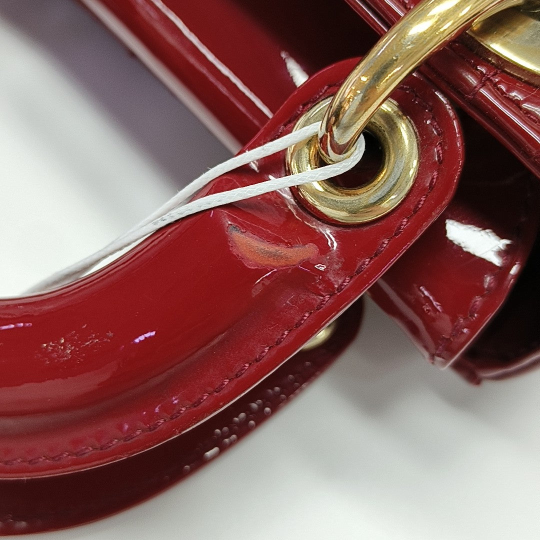 Lady Dior Mini Cannage Patent Calfskin Red