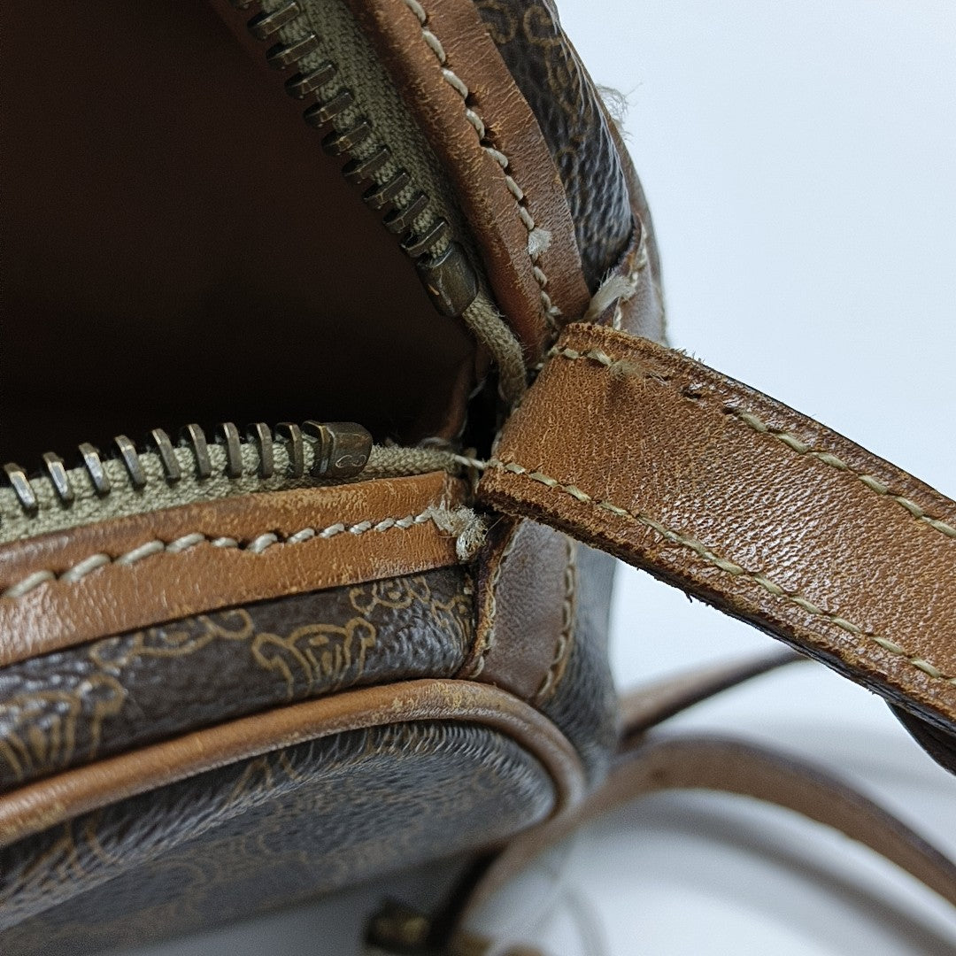 Coated Canvas Shoulder Bag Brown
