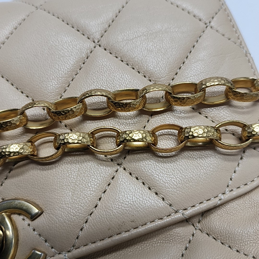 Quilted Lambskin Shoulder Bag Beige