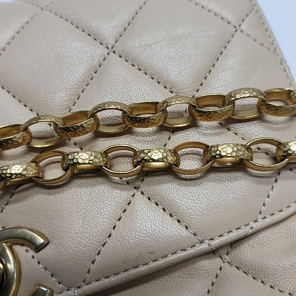Quilted Lambskin Shoulder Bag Beige