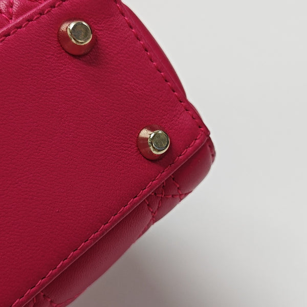 Lady Dior Mini Cannage Lambskin Red