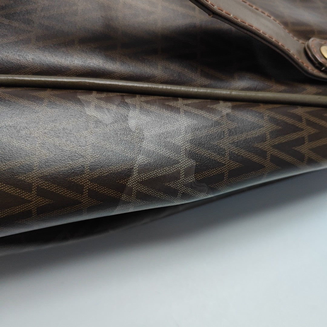 Coated Canvas Tote Bag Large Brown