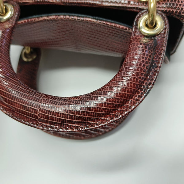 Lady Dior Mini Lizard Red