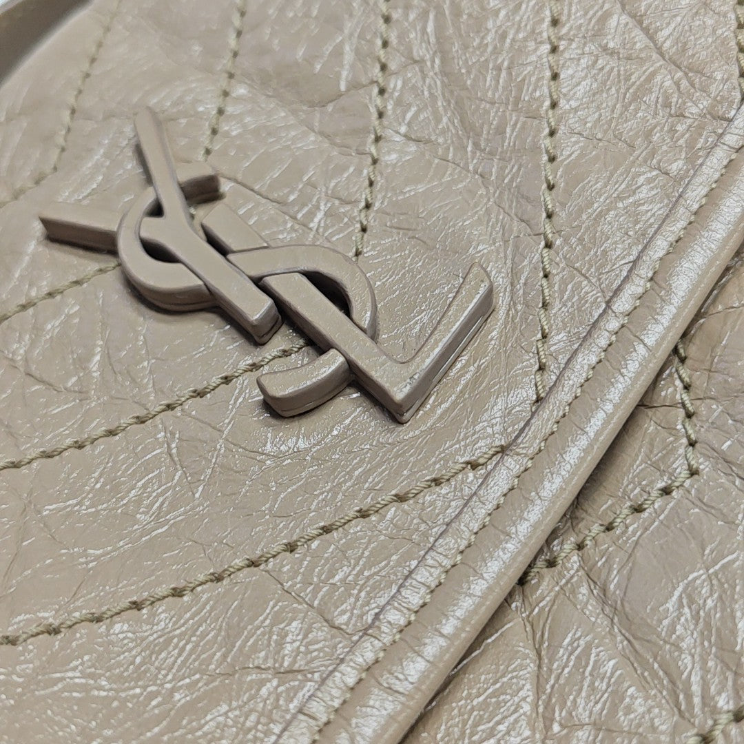 NIKI Small Chevron Calfskin Beige