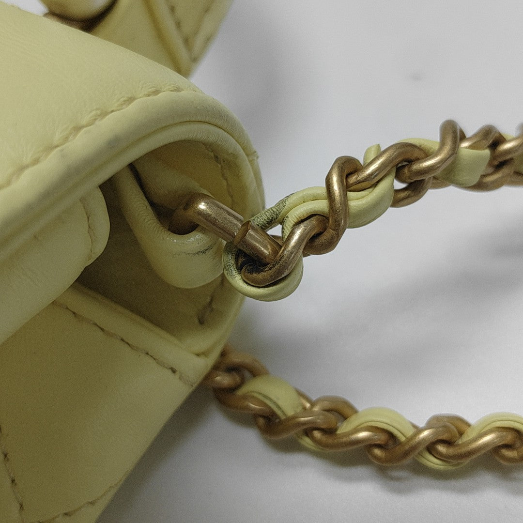Quilted Lambskin Shoulder Bag Yellow