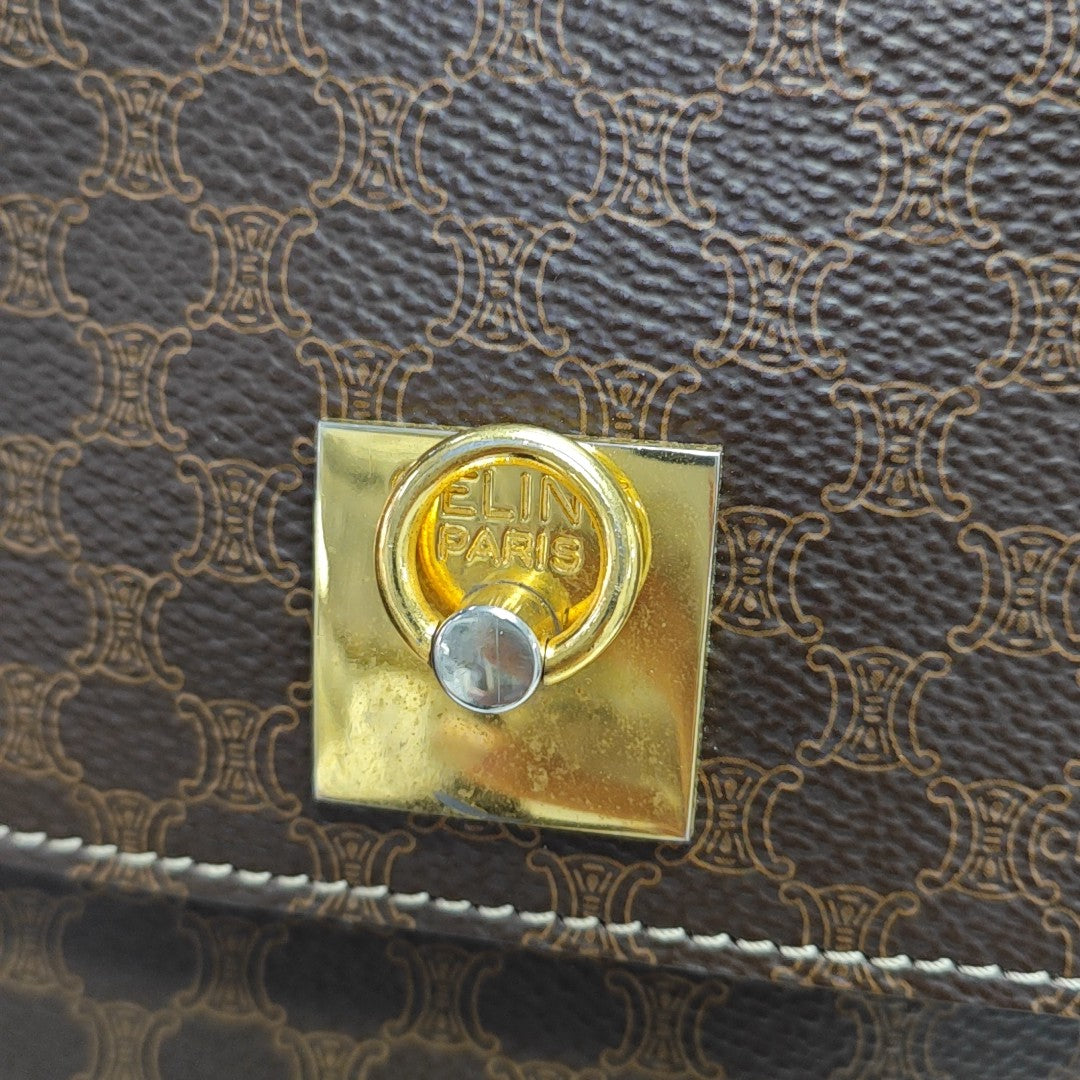 Coated Canvas Shoulder Bag Brown