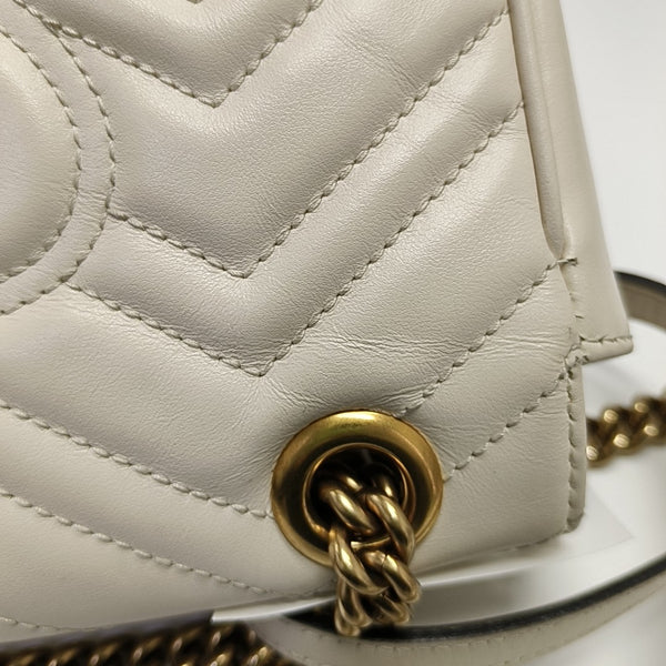 GG Marmont Small Quilted Calfskin White