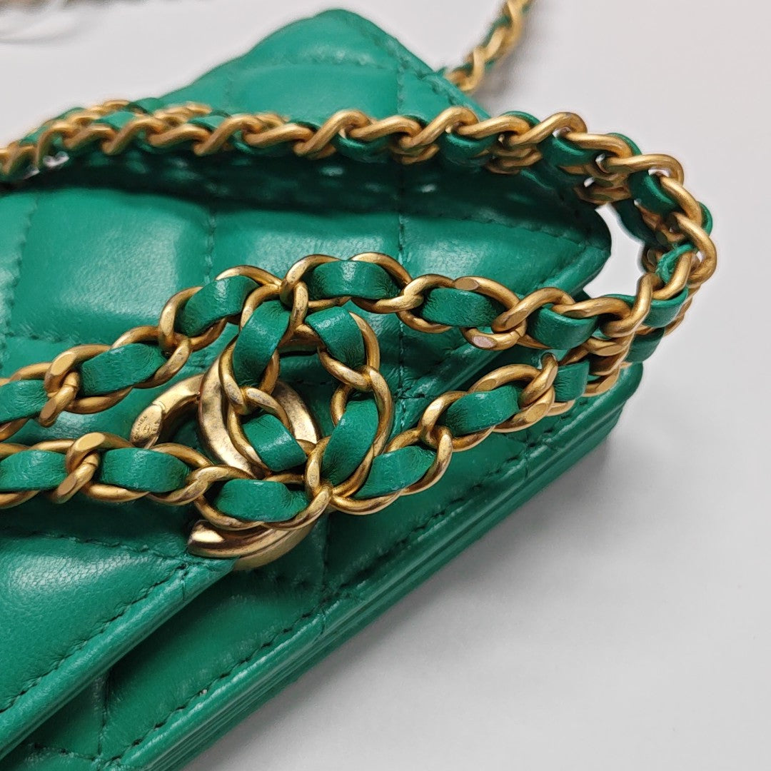 Quilted Calfskin Shoulder Bag Green
