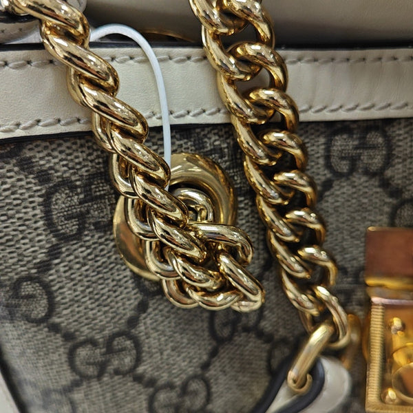 Padlock Small Monogram Coated Canvas Beige