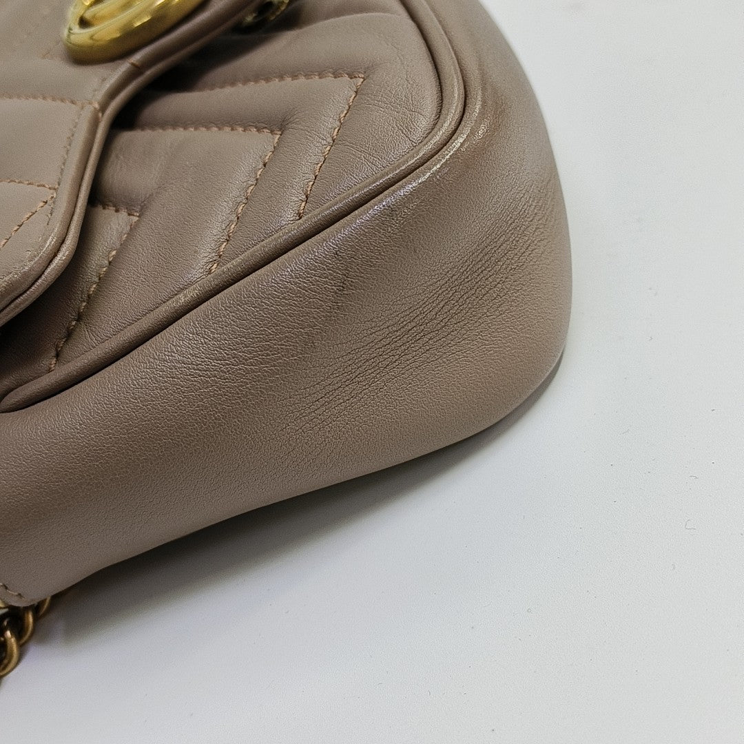 GG Marmont Mini Quilted Calfskin Beige