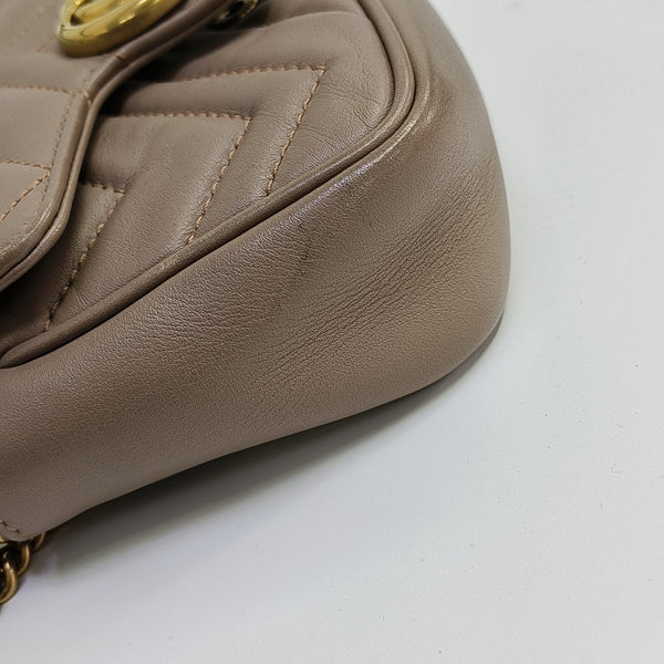 GG Marmont Mini Quilted Calfskin Beige