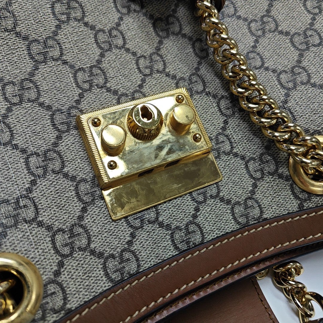 Padlock Small Monogram Coated Canvas Beige