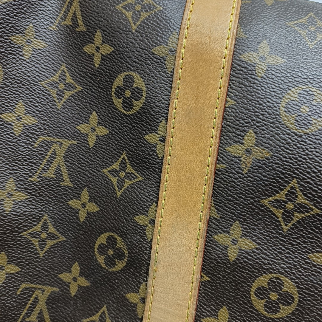 KEEPALL 60 Monogram Coated Canvas Brown