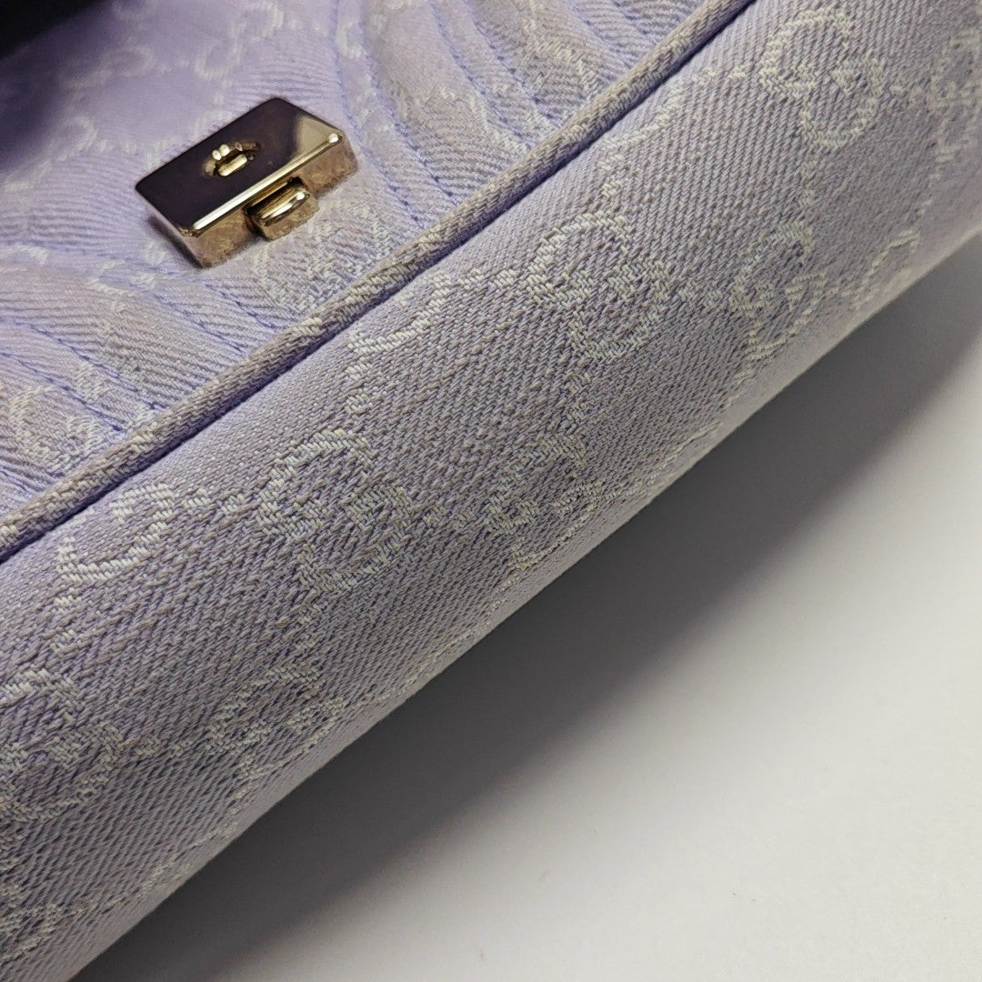 GG Marmont Medium Quilted Denim Purple