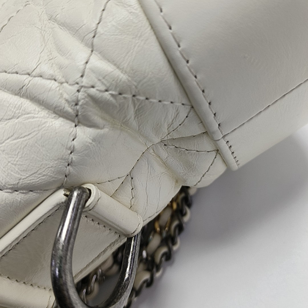 GABRIELLE Small Quilted Calfskin White