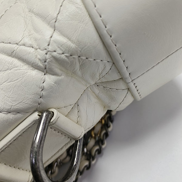 GABRIELLE Small Quilted Calfskin White