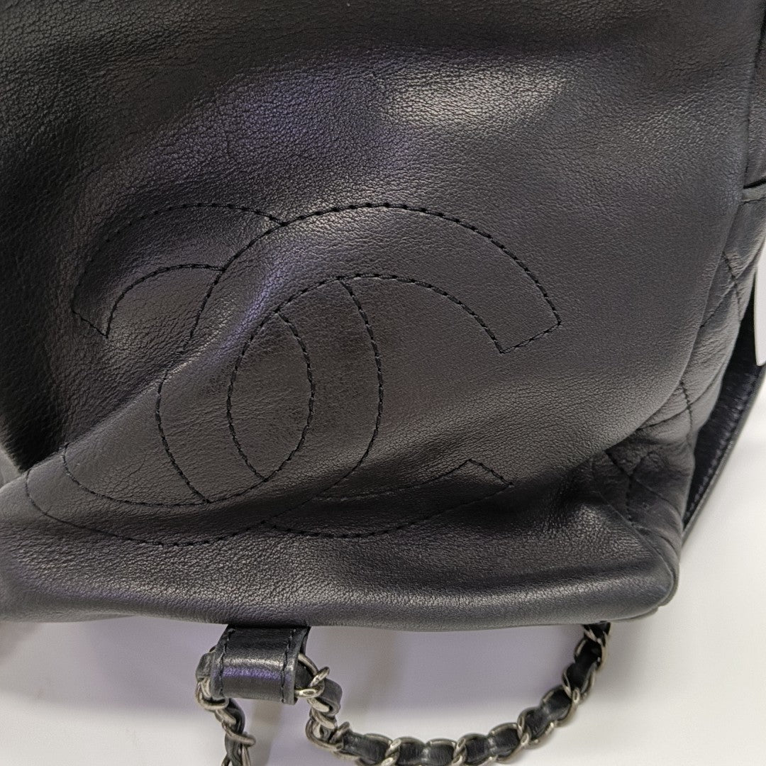 Quilted Calfskin Backpack Black