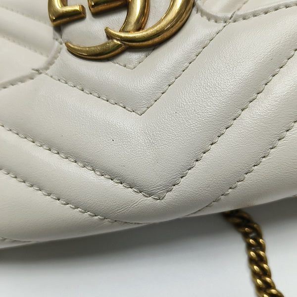 GG Marmont Mini Quilted Calfskin White