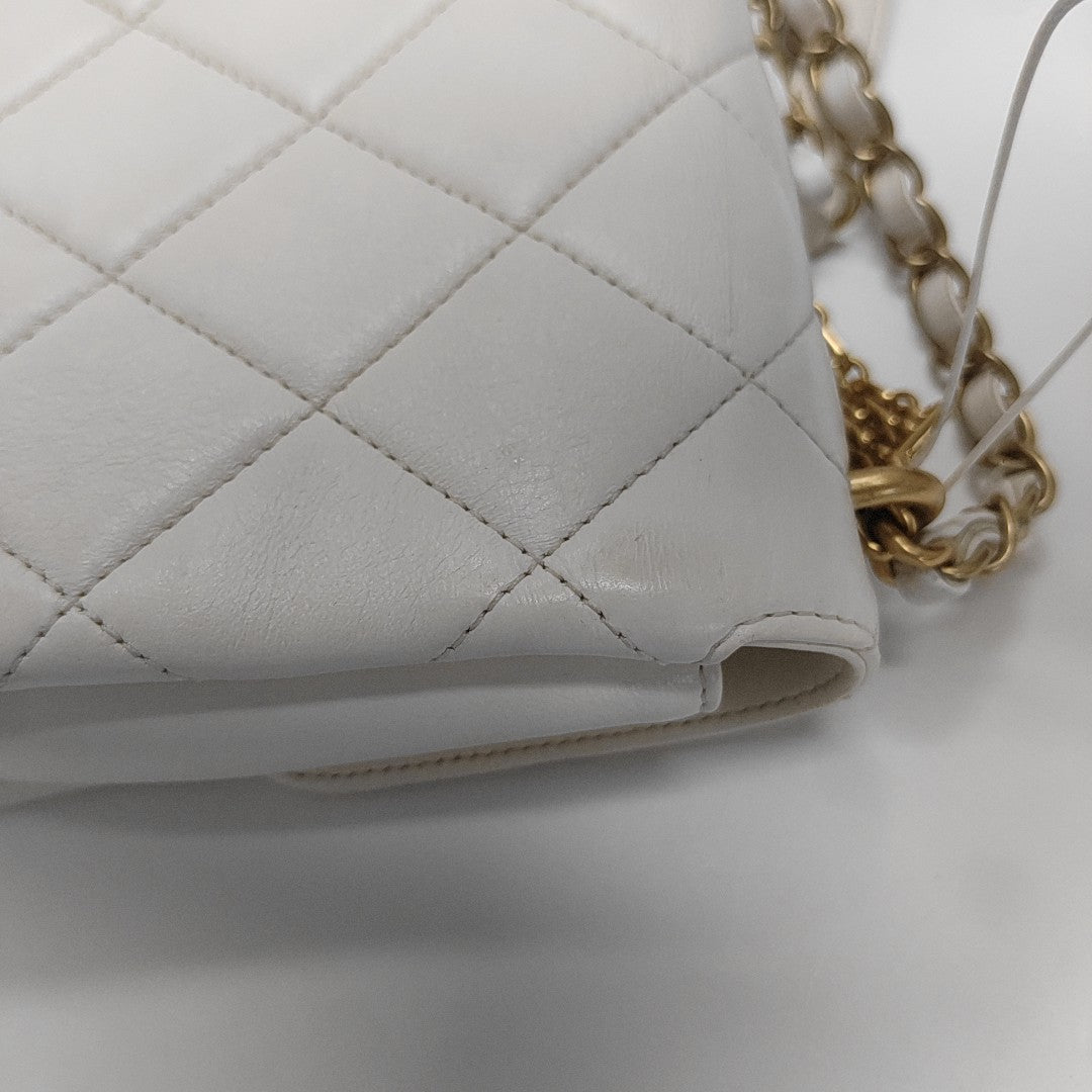 Quilted Lambskin Shoulder Bag Mini White
