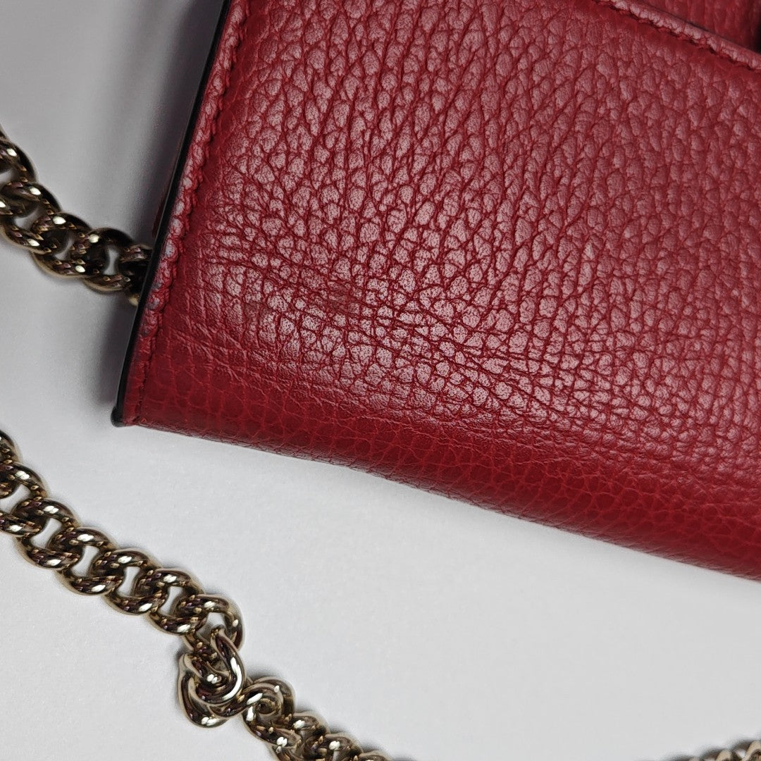 Interlocking G Small Calfskin Red