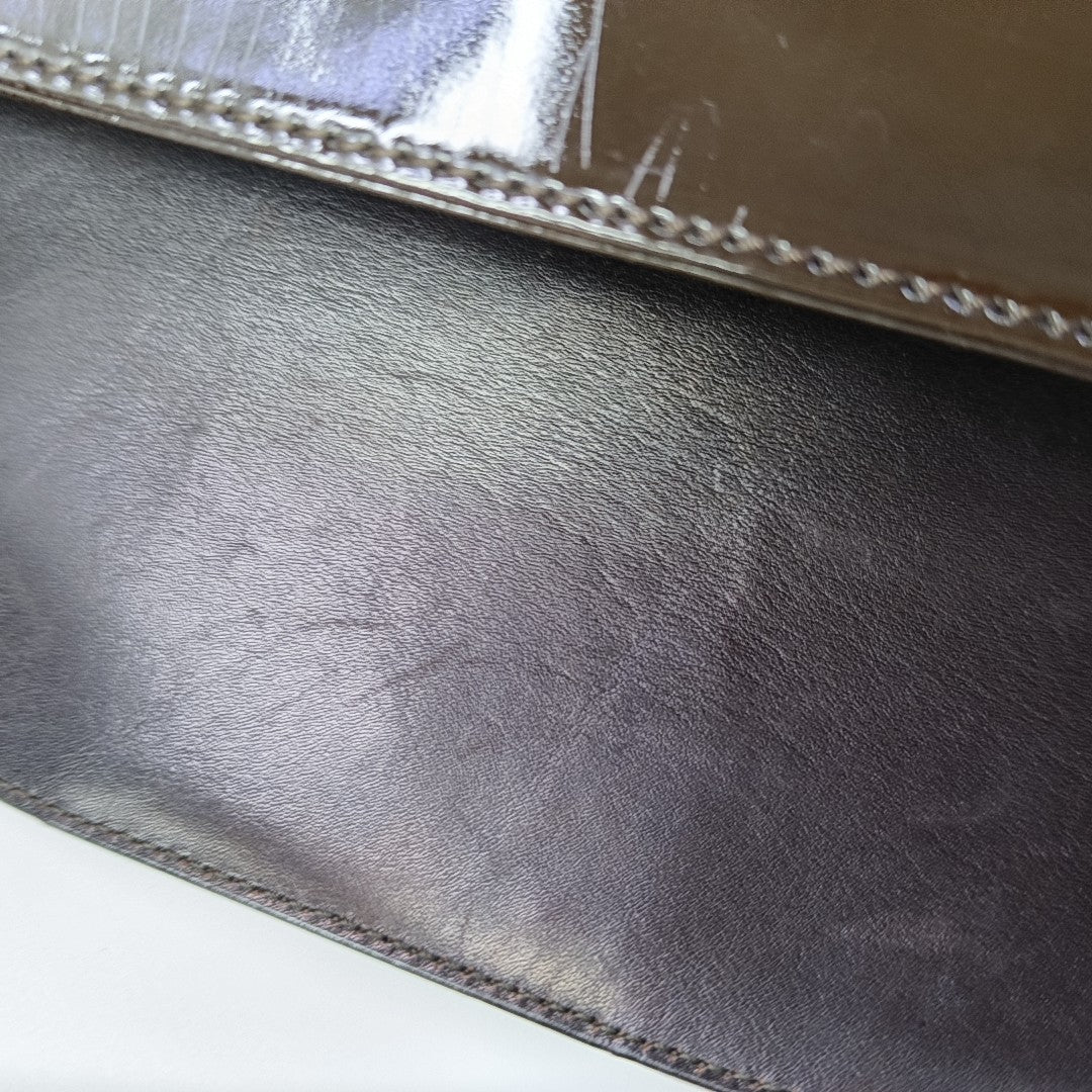 Patent Leather Shoulder Bag Brown