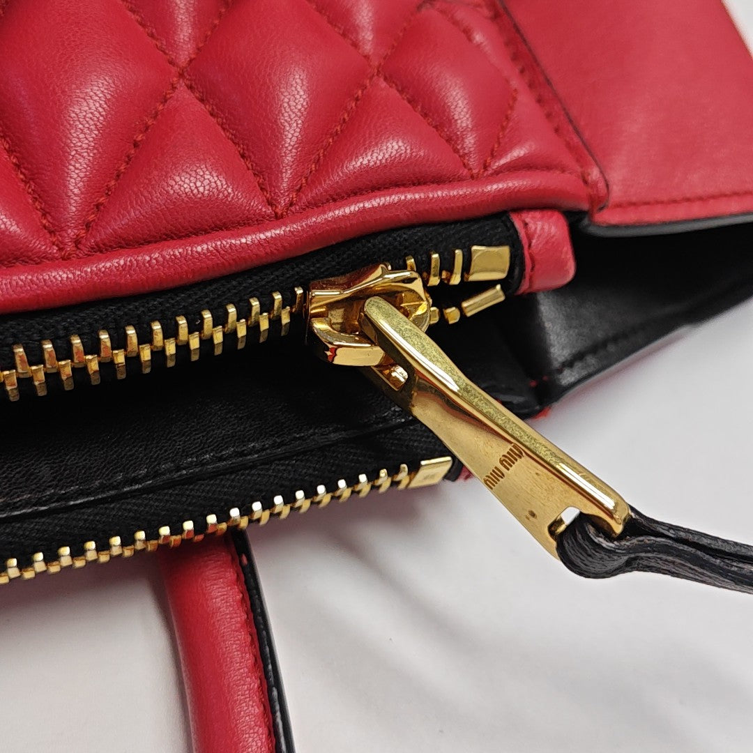 Quilted Lambskin Tote Bag Red