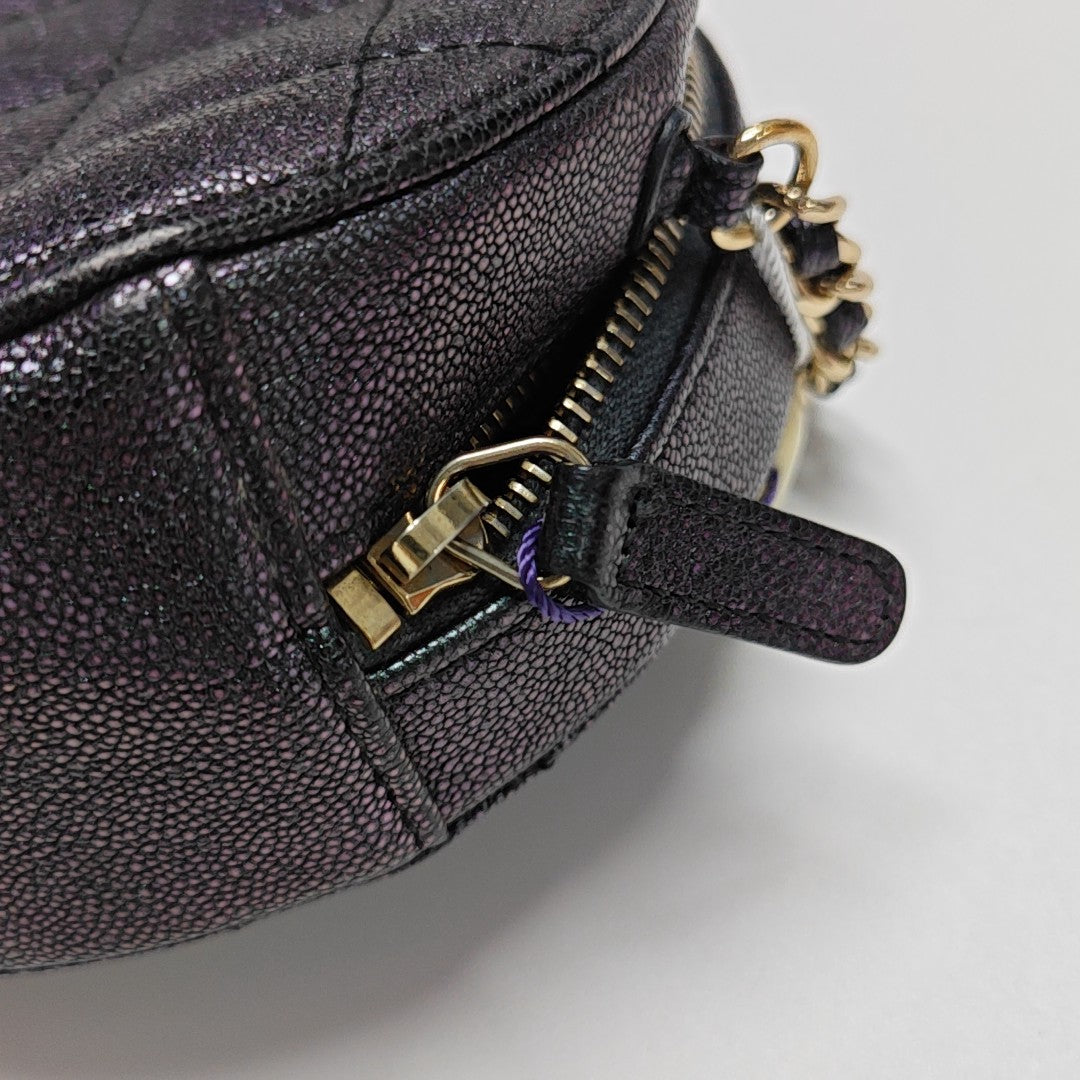 ROUND Quilted Calfskin Metallic