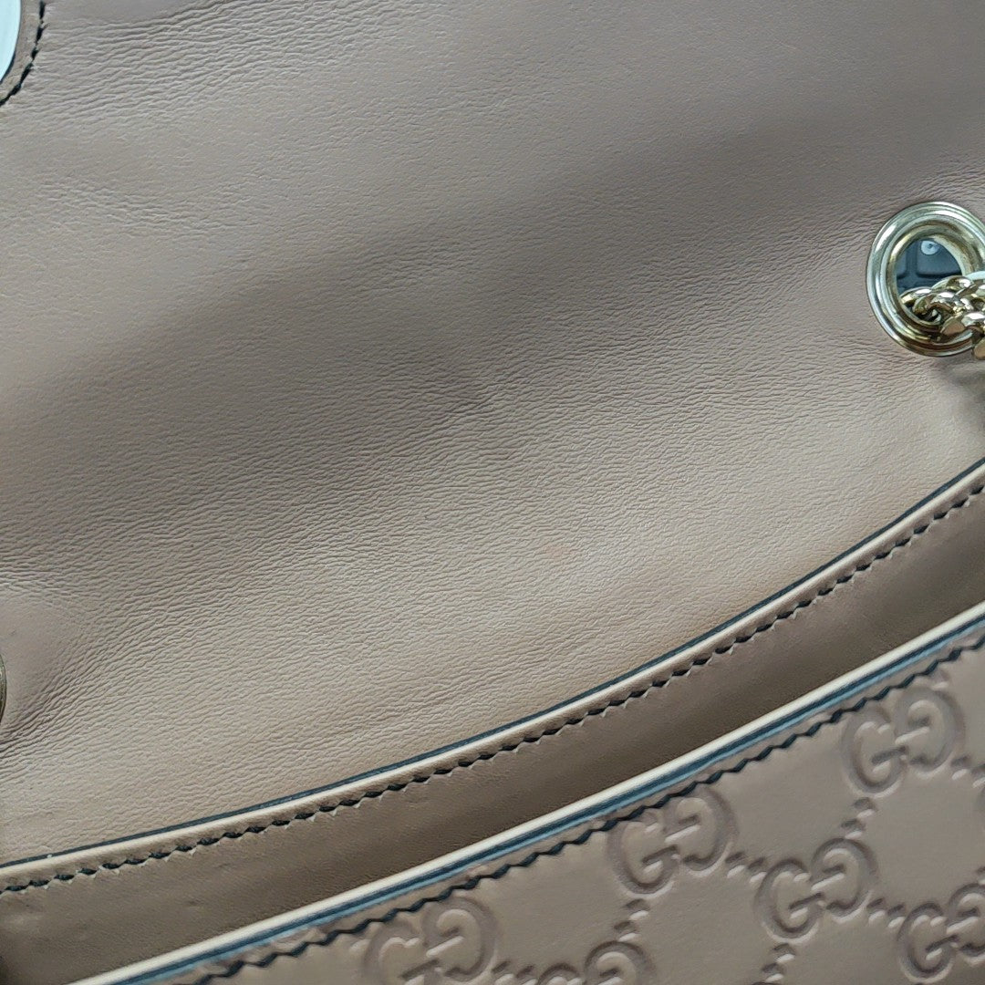 Emily Chain Monogram Calfskin Beige