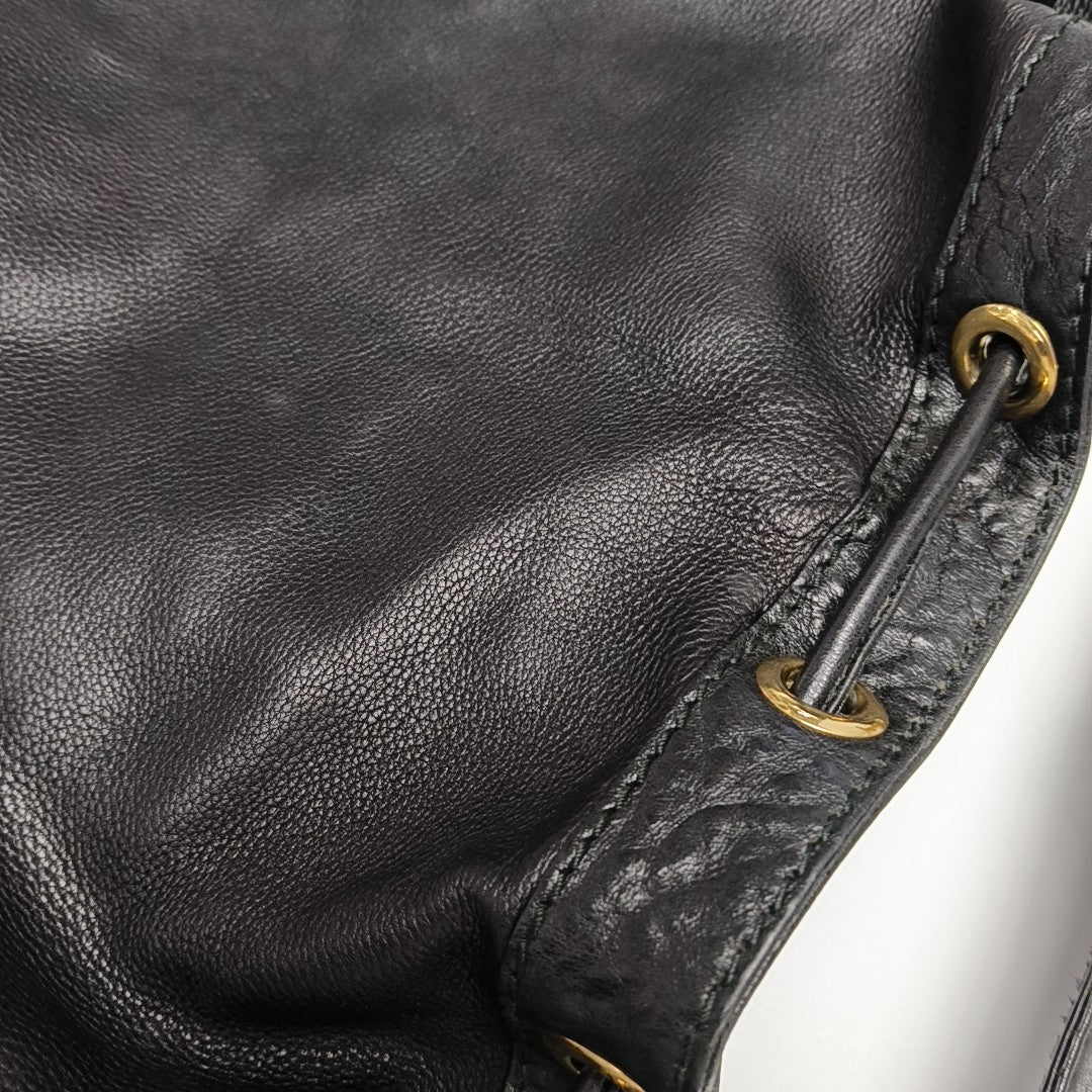 Calfskin Top Handle Bag Black