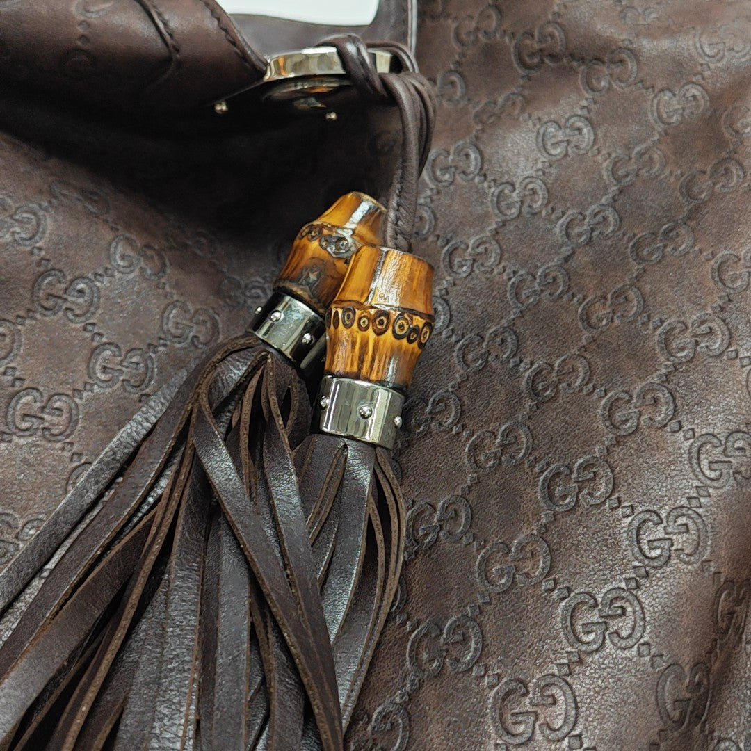Monogram Calfskin Top Handle Bag Brown