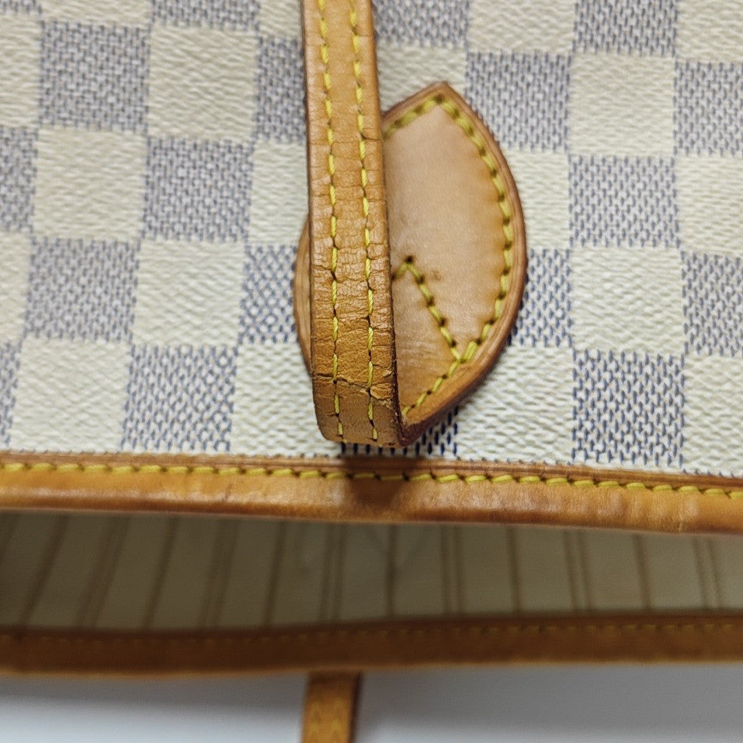 NEVERFULL GM Lona revestida Damier Azur Blanca