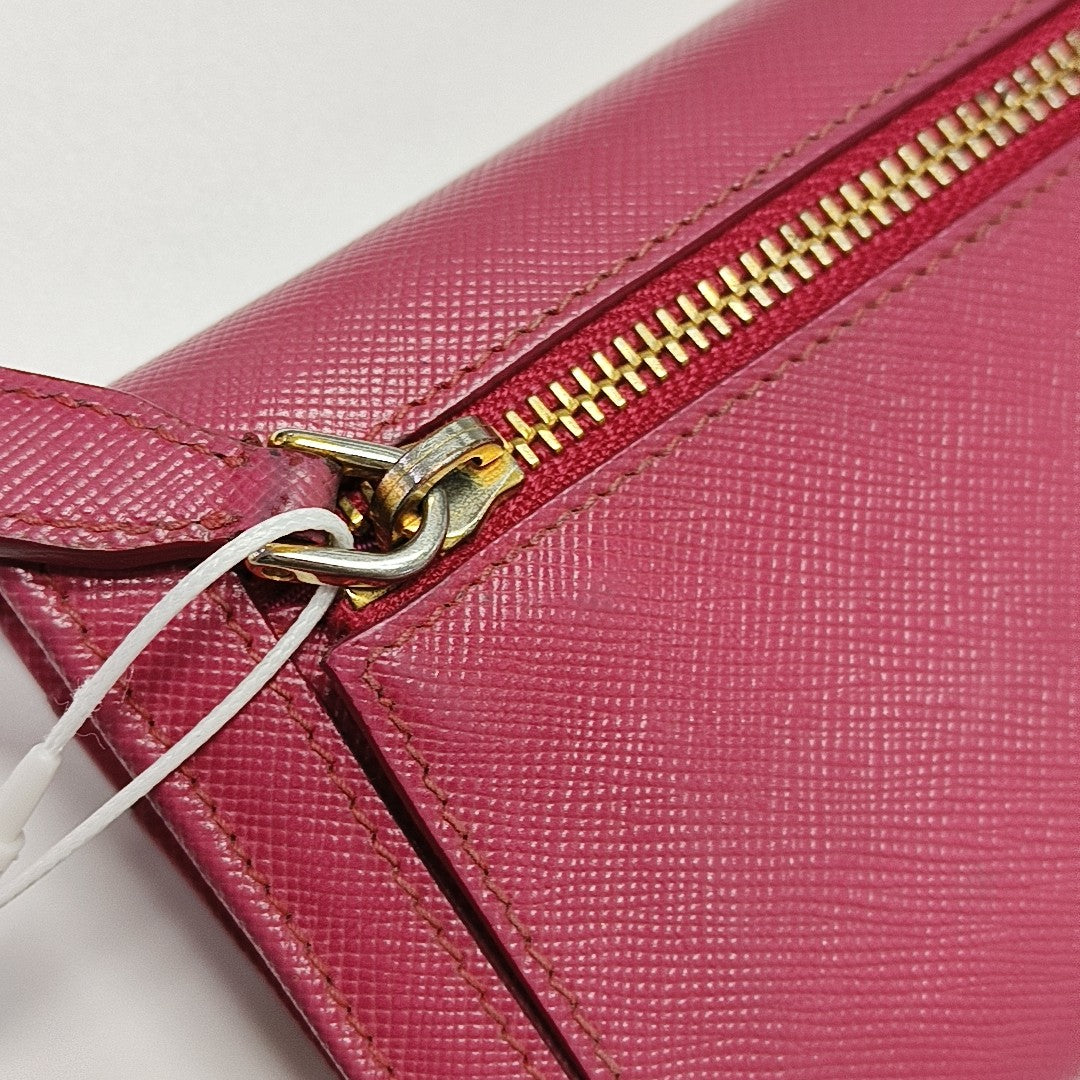 Fold Wallet Saffiano Calfskin Red Wallet