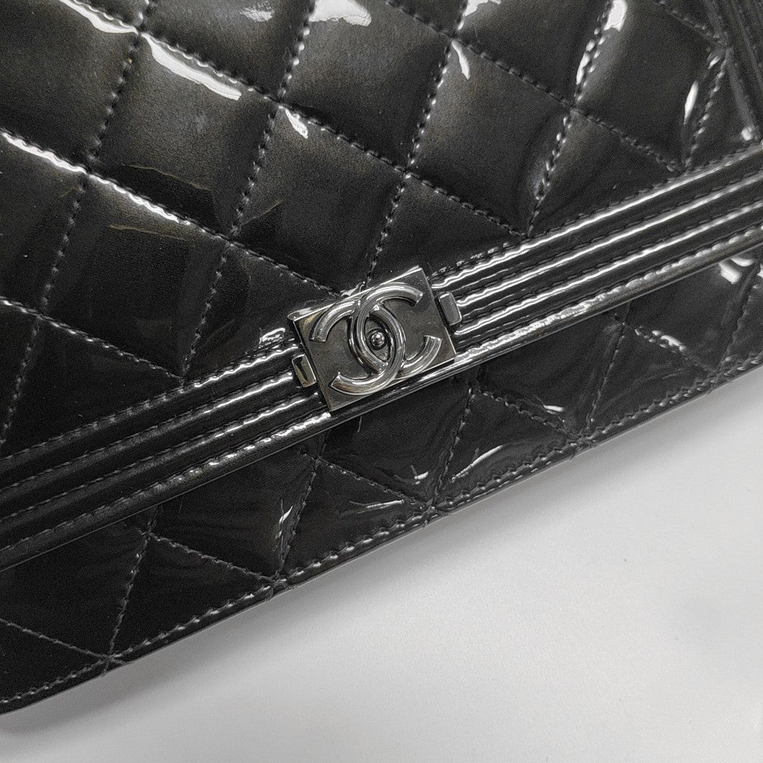 BOY CHANEL WOC Quilted Patent Leather Green