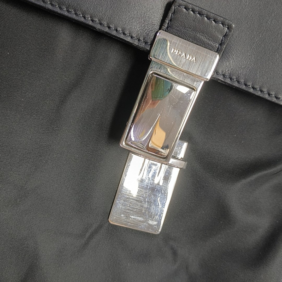 Nylon Top Handle Bag Black