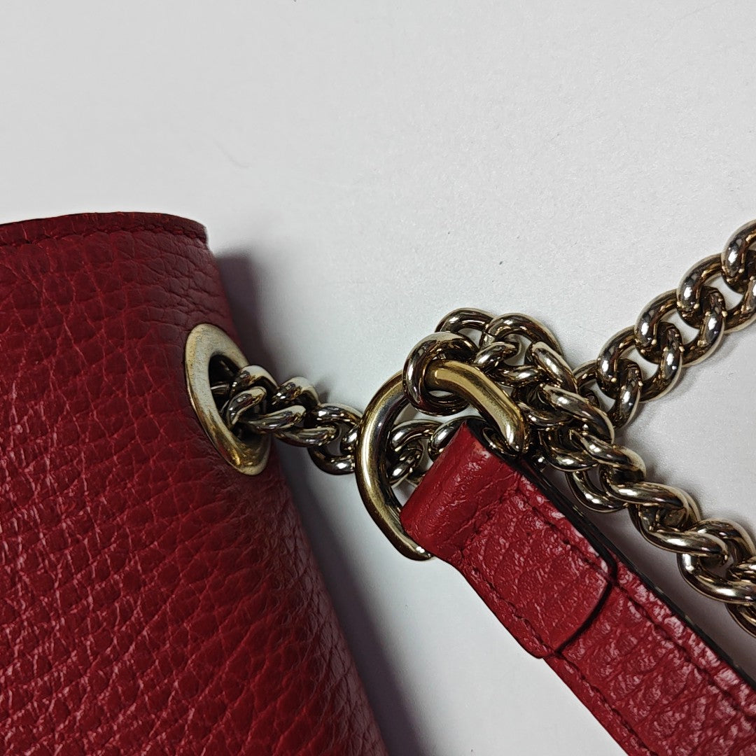 Interlocking G Small Calfskin Red