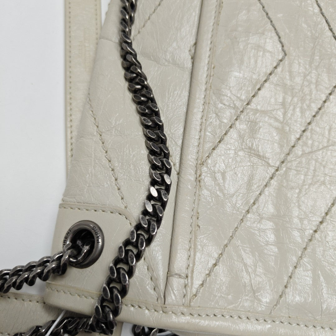 NIKI Small Chevron Calfskin White