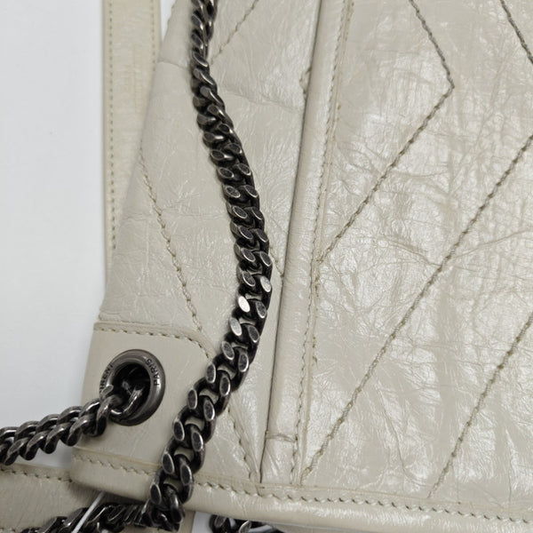 NIKI Small Chevron Calfskin White