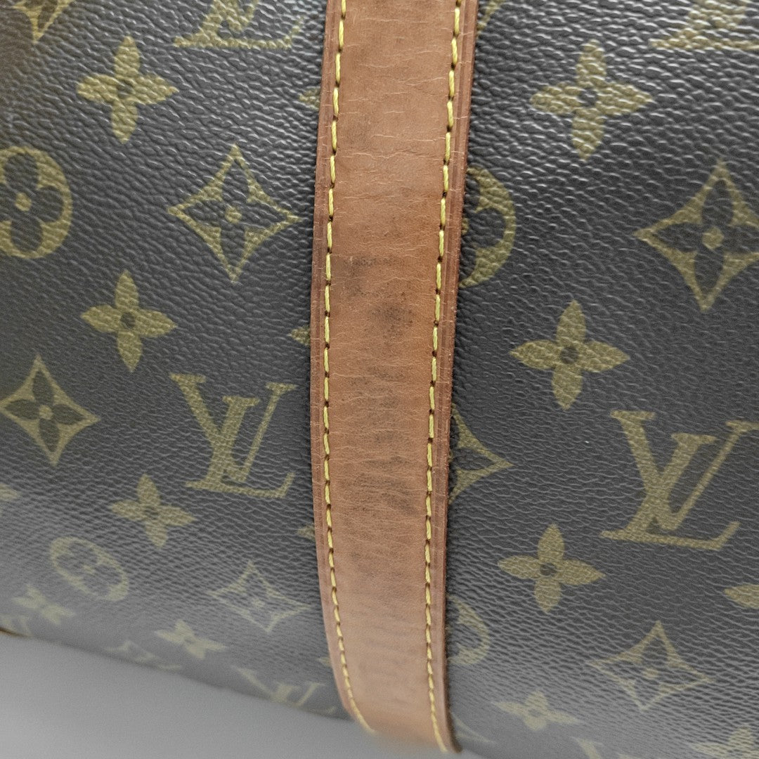 KEEPALL 60 Monogram Coated Canvas Brown