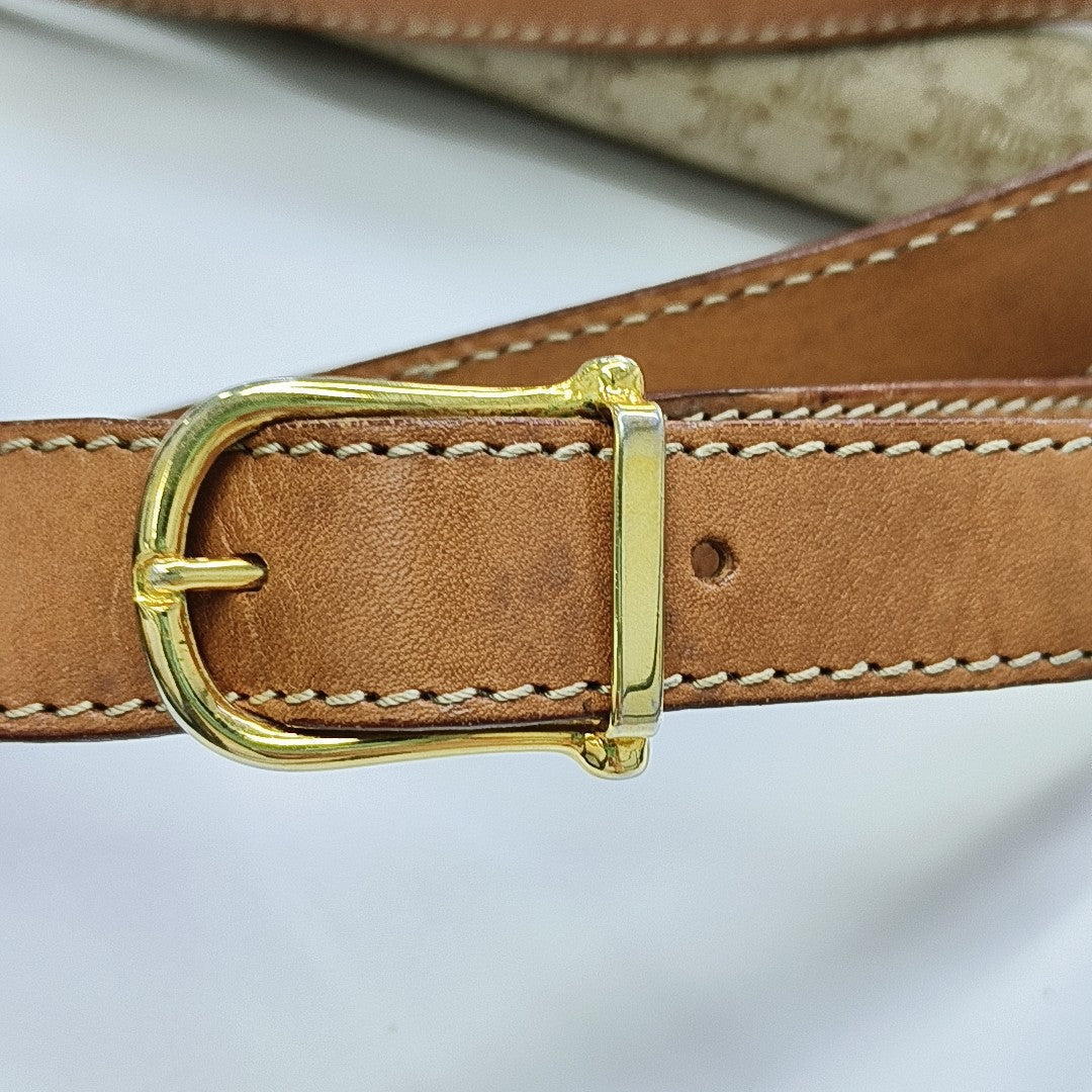 Coated Canvas Shoulder Bag Beige