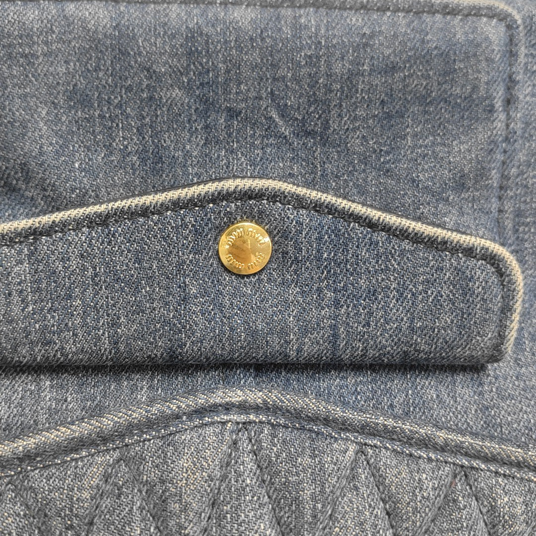 Quilted Denim Shoulder Bag Blue
