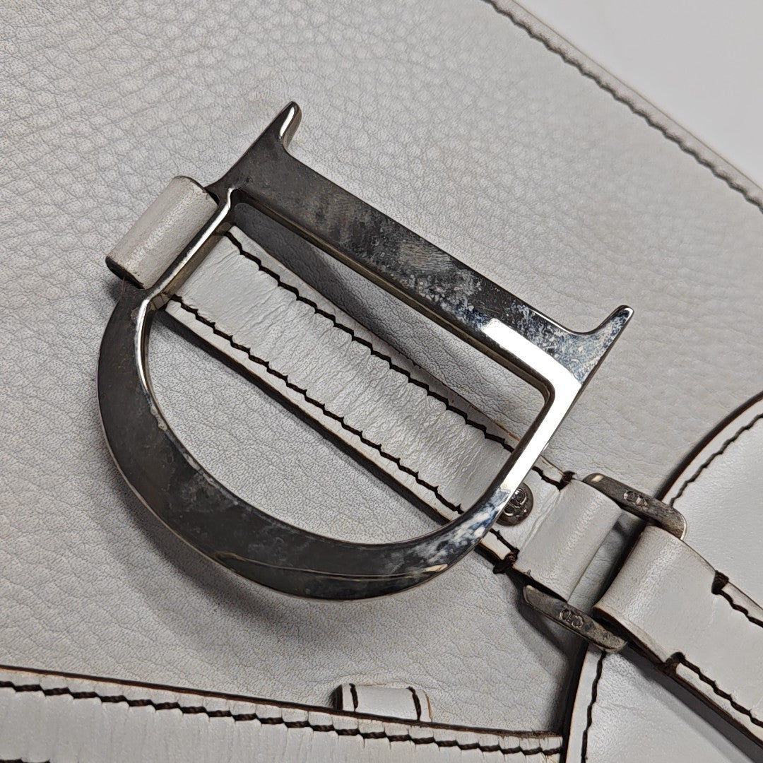 Saddle Medium Calfskin White