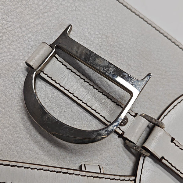 Saddle Medium Calfskin White
