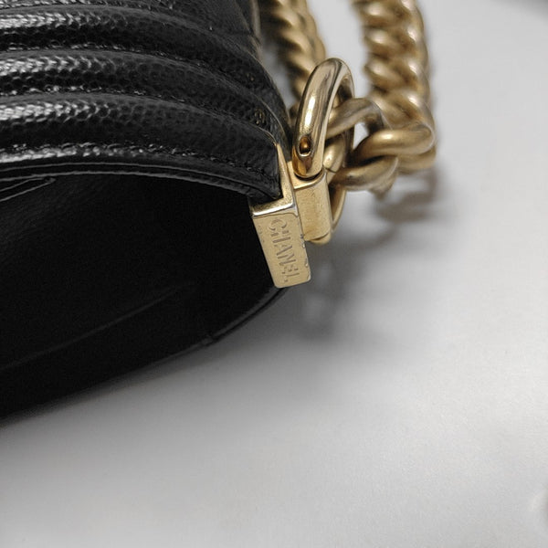 BOY CHANEL Medium Quilted Grained Calfskin Black