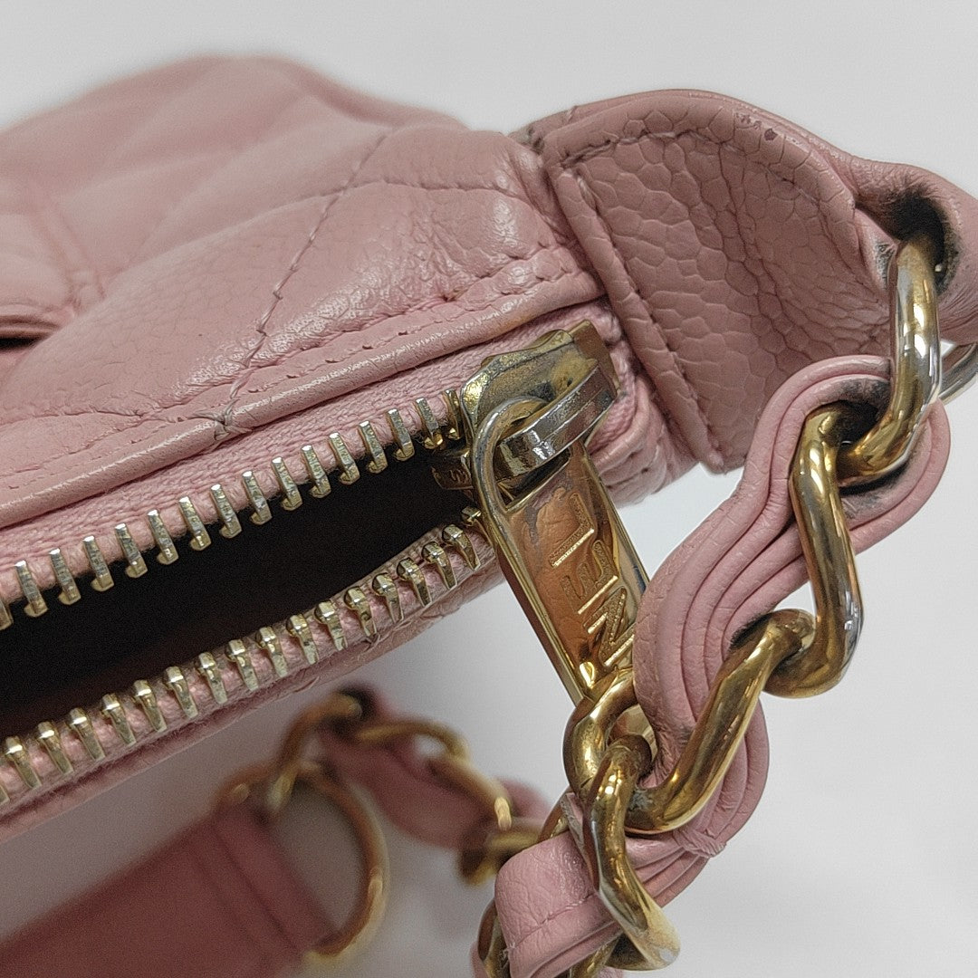 Quilted Grained Calfskin Top Handle Bag Pink